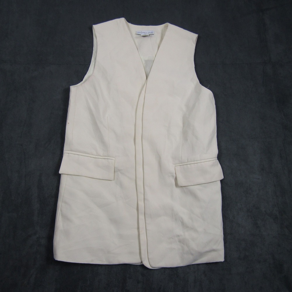 Sincerely Jules Longline Vest Women Size S Ivory Sleeveless Open Front Blazer